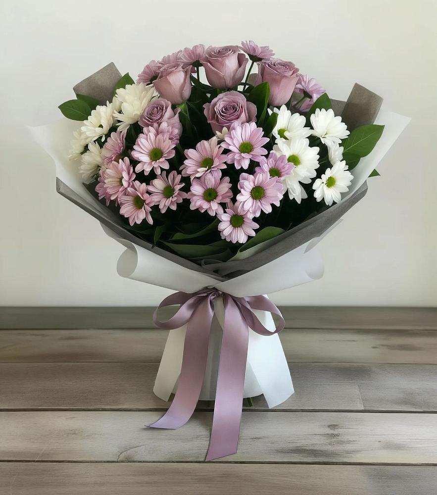 Букет цветов из: Хризантемы и Розы в Благовещенке