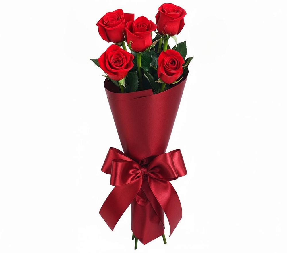 Букет 5 Красных роз Эдлесс Лав в Благовещенке