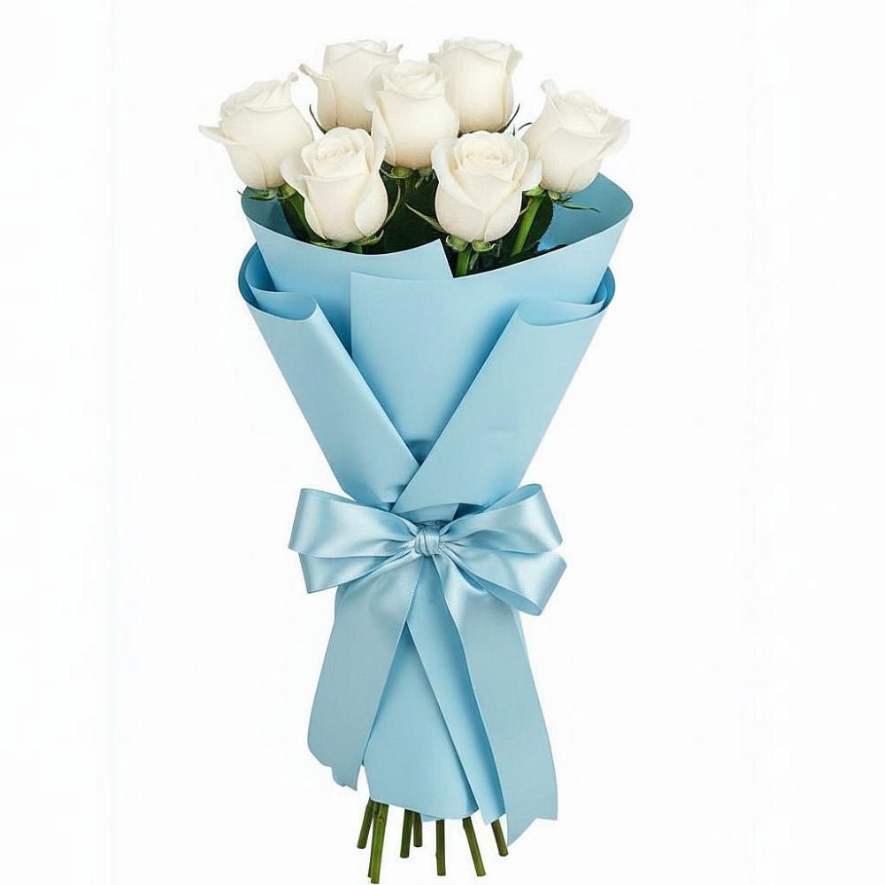 Букет 7 белых роз Проуд в Благовещенке