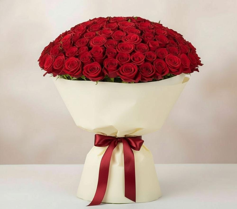 Букет 101 Красная роза Милано в Благовещенке