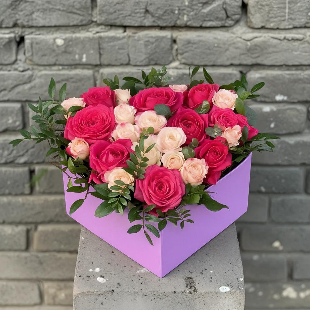 Цветочная композиция из Розы в коробке в Благовещенке