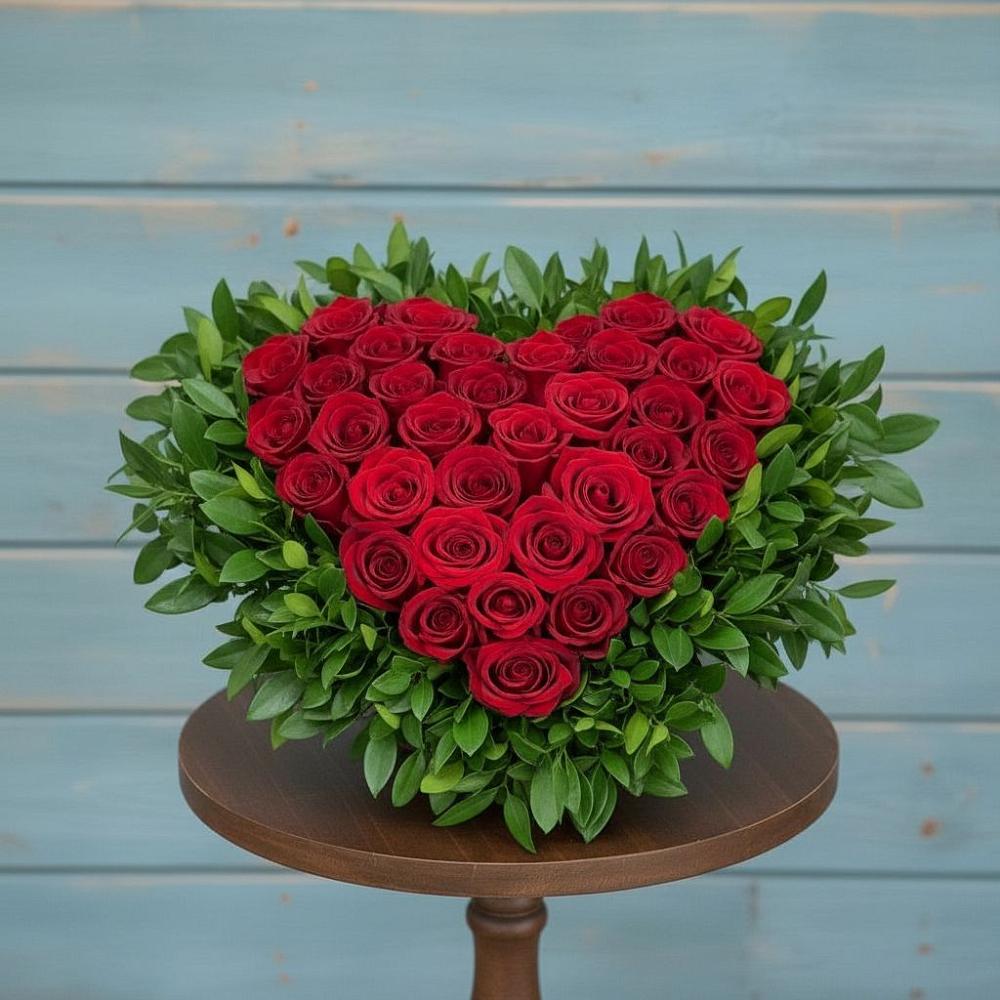 Цветочная композиция из Розы в виде сердца в Благовещенке