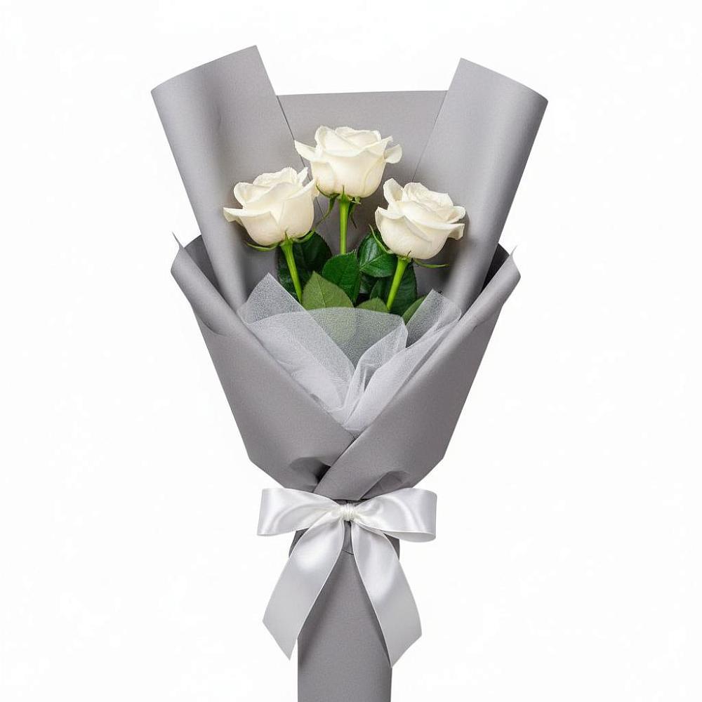 Букет 3 белые розы в Благовещенке