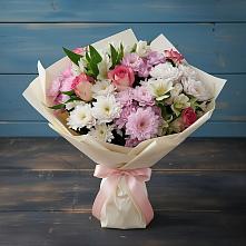 Букет цветов из:  Хризантемы, Альстромерии и Розы в Благовещенке