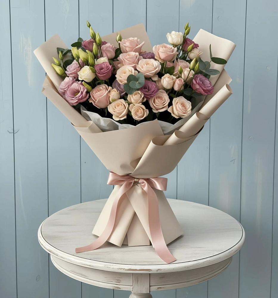 Букет цветов из: Розы и Лизиантусы в Благовещенке