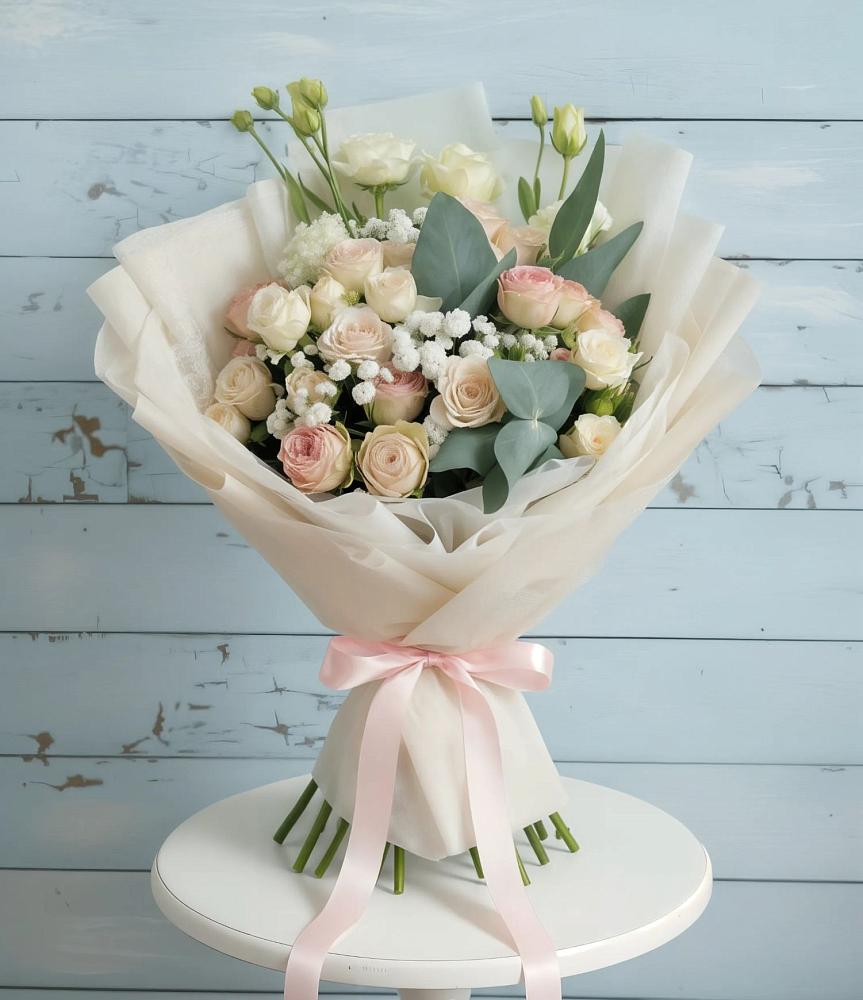 Букет цветов из: Розы и Лизиантусы в Благовещенке