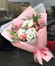 Букет цветов из:  Розы, Лизиантусы и Хризантемы в Благовещенке