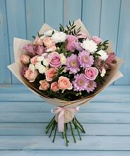 Букет цветов из:  Хризантемы, Розы и Альстромерии в Благовещенке