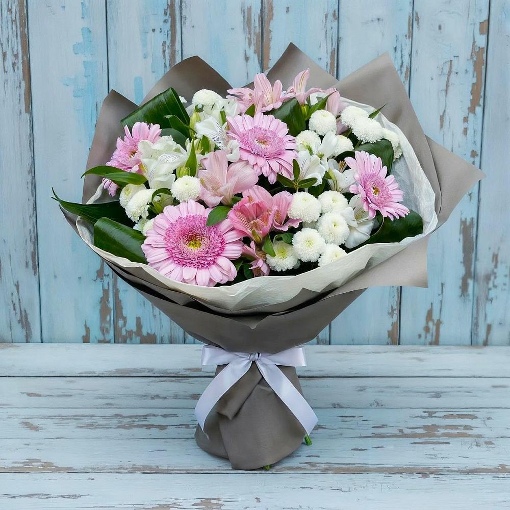 Букет цветов из: Герберы, Альстромерии и Хризантемы в Благовещенке