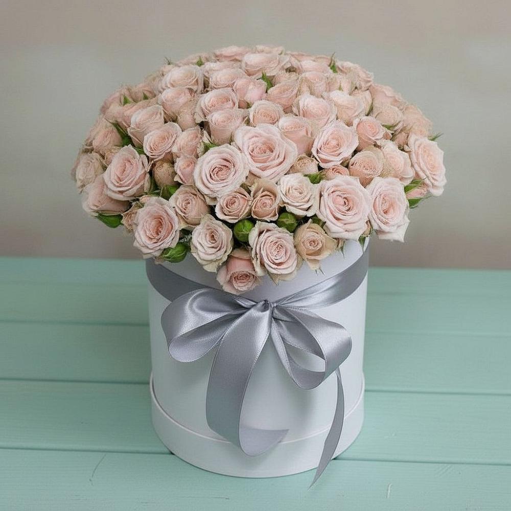 Цветочная композиция из Розы в шляпной коробке в Благовещенке